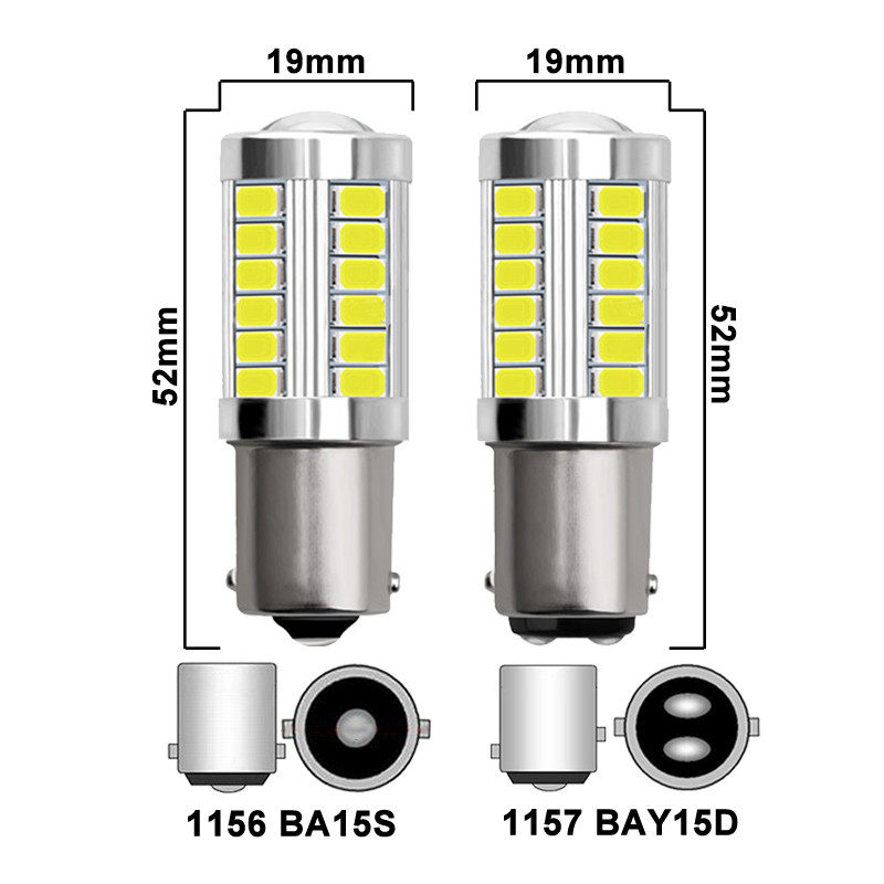 2pcs LED Car Tail Bulb 1156 BA15S P21W 1157 P21/5W BAY15D Auto Brake Lights Reverse Lamp Daytime Running Signal Light